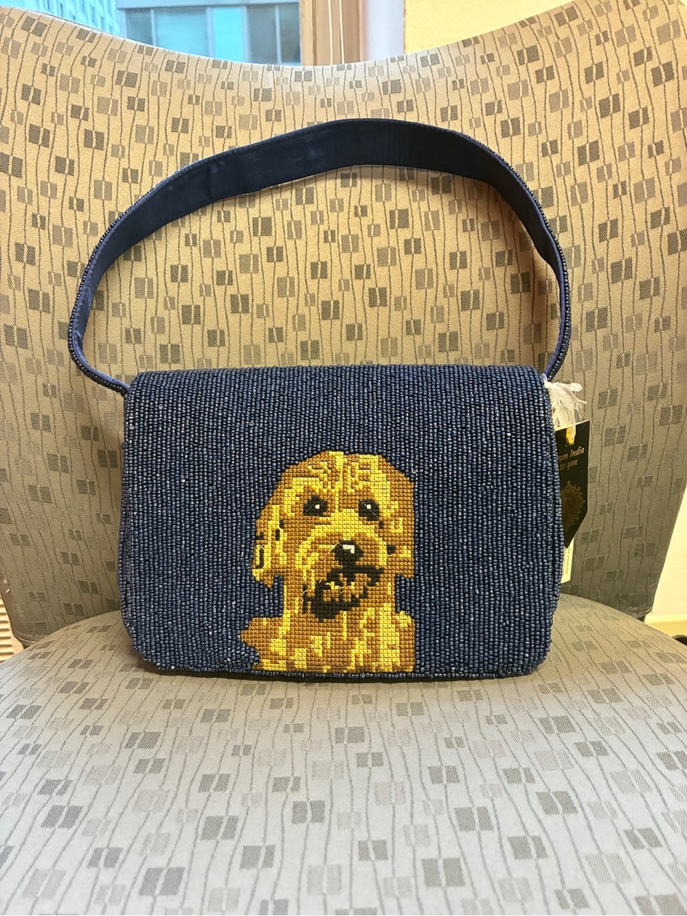 ✨ Rare navy beaded doodle beaded shoulder bag- TikTok viral dog lovers